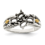 Sterling Silver Antiqued w/14k 4-stone Mother's Ring