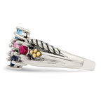 Sterling Silver Antiqued w/14k 5-stone Mother's Ring