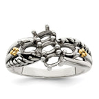 Sterling Silver Antiqued w/14k 5-stone Mother's Ring
