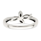 Sterling Silver Antiqued w/14k 2-stone w/Diamond Mother's Ring