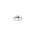 Sterling Silver Antiqued w/14k 2-stone w/Diamond Mother's Ring
