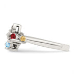 Sterling Silver Antiqued w/14k 3-stone w/Diamond Mother's Ring