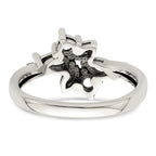 Sterling Silver Antiqued w/14k 4-stone w/Diamond Mother's Ring