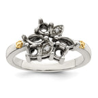 Sterling Silver Antiqued w/14k 5-stone w/Diamond Mother's Ring