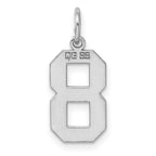 Sterling Silver/Rhodium-plated Polished Number 8 Charm
