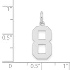 Sterling Silver/Rhodium-plated Polished Number 8 Charm