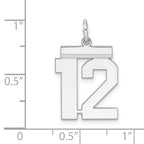 Sterling/Silver Rhodium-plated Polished Number 12 Charm