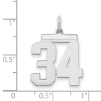 Sterling/Silver Rhodium-plated Polished Number 34 Charm