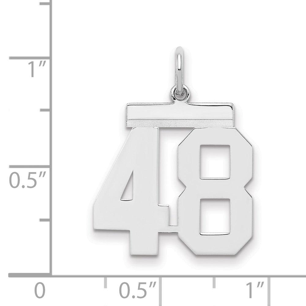 Sterling/Silver Rhodium-plated Polished Number 48 Charm