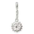 Sterling Silver Yellow Enameled Flower w/CZ 1/2in Dangle Enhancer