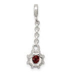 Sterling Silver Dark Red CZ 1/2in Dangle Enhancer
