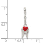 Sterling Silver Red Enameled Heart w/ Wings 1/2in Dangle Enhancer
