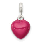 Sterling Silver Pink Enamel Heart Enhancer