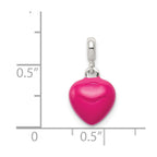 Sterling Silver Pink Enamel Heart Enhancer