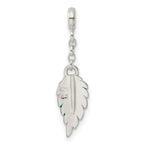 Sterling Silver Green Enameled Leaf 1/2in Dangle Enhancer