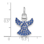 Sterling Silver Polished Blue Stellux Crystal Angel Pendant
