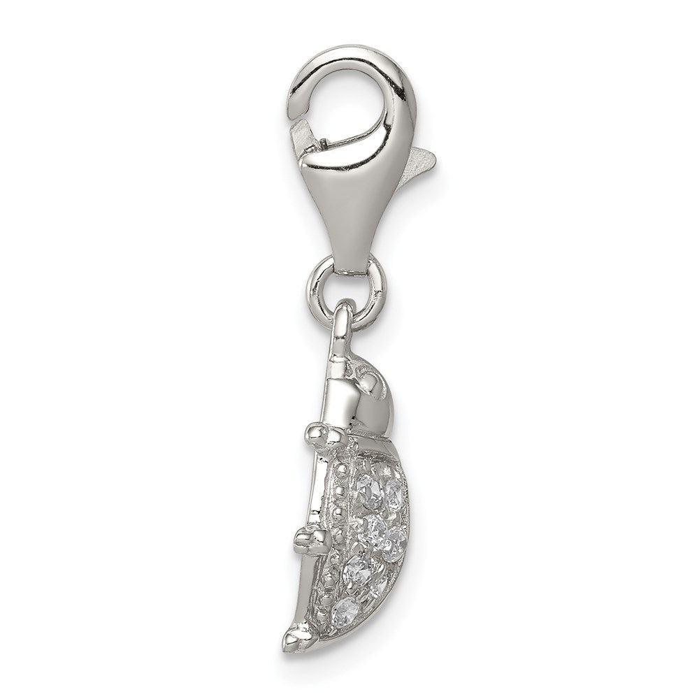 Sterling Silver Rhodium-plated CZ Lady Bug Charm