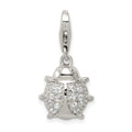 Sterling Silver Rhodium-plated CZ Lady Bug Charm