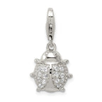 Sterling Silver Rhodium-plated CZ Lady Bug Charm