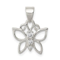 Sterling Silver CZ Butterfly Pendant