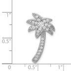 Sterling Silver Rhodium-plated CZ Palm Tree Chain Slide