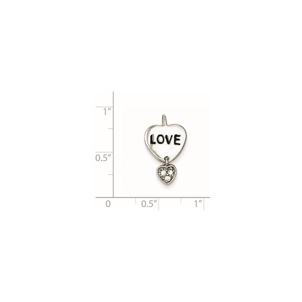 Sterling Silver Rhodium Plated Love CZ Heart Pendant