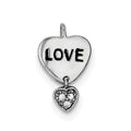 Sterling Silver Rhodium Plated Love CZ Heart Pendant