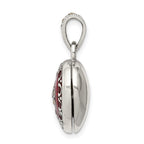 Sterling Silver Antiqued Red Enamel and Marcasite Heart Locket