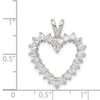 Sterling Silver Rhodium-plated CZ Heart Pendant