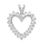 Sterling Silver Rhodium-plated CZ Heart Pendant