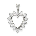 Sterling Silver Rhodium-plated CZ Heart Pendant