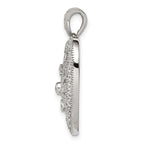 Sterling Silver Rhodium-plated CZ Filigree Heart Pendant