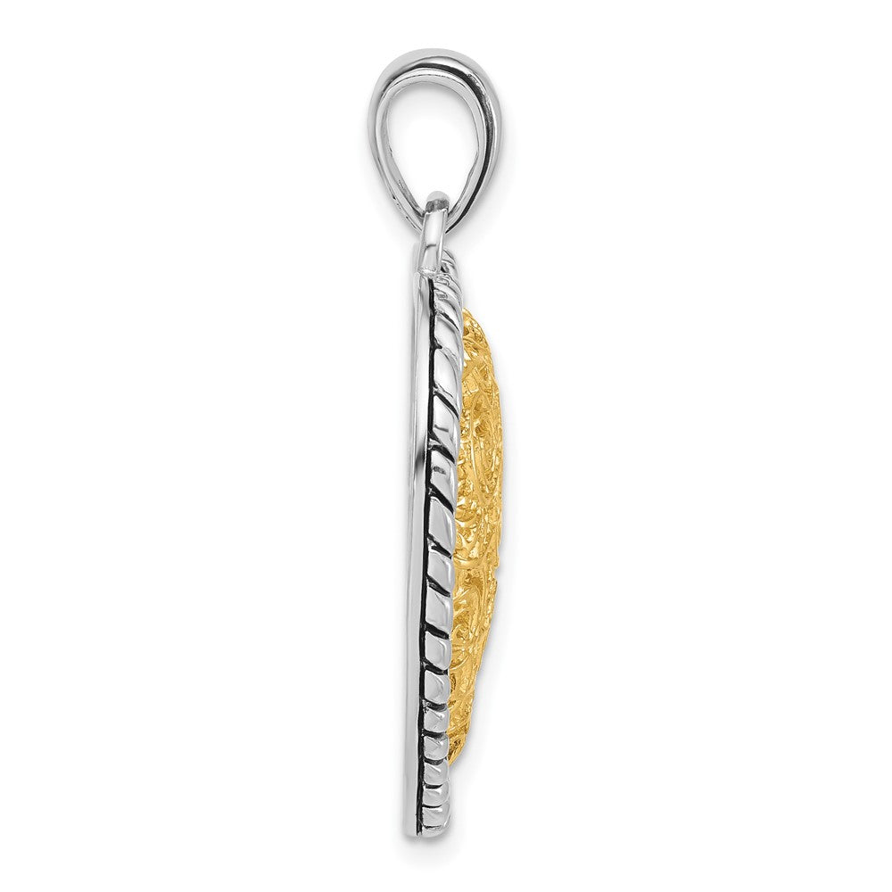 Sterling Silver Antiqued Gold-tone Vermeil Heart Pendant