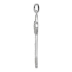 Sterling Silver Rhodium-plated and CZ Key Pendant