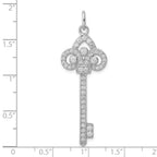 Sterling Silver Rhodium-plated and CZ Key Pendant