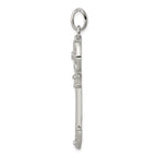 Sterling Silver Rhodium-plated CZ Key Pendant