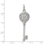 Sterling Silver Rhodium-plated CZ Key Pendant