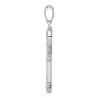 Sterling Silver Rhodium-plated CZ Heart Key Pendant