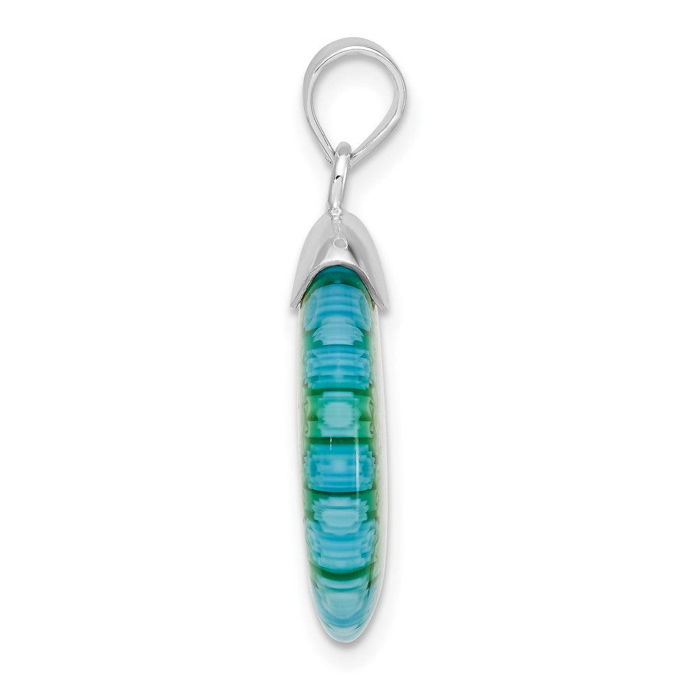 Sterling Silver Multicolored Glass Polished Circle Pendant