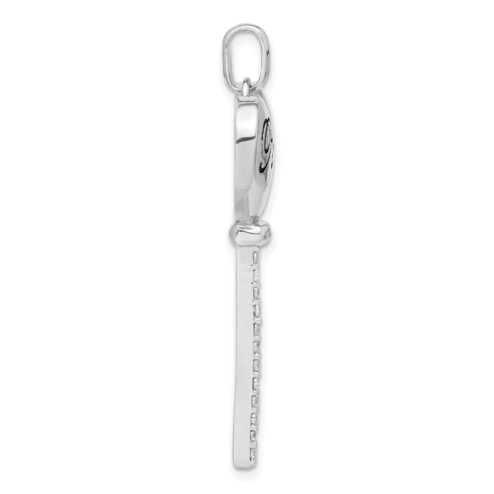 Sterling Silver Polished & Antiqued CZ Peace Heart Key Pendant