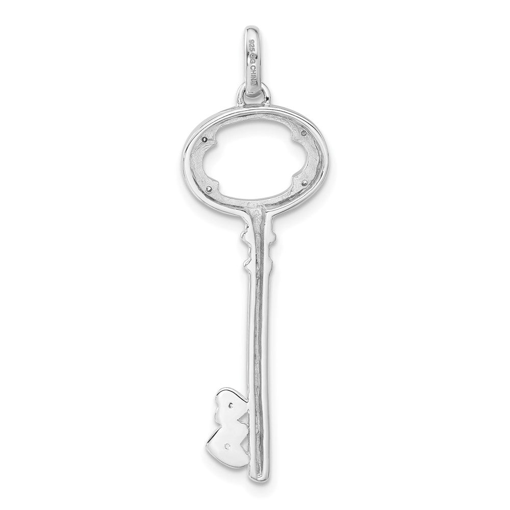 Sterling Silver CZ Key Pendant