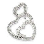 Sterling Silver Rhodium-plated Multi Hearts Clear CZ Slide Pendant