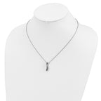 White Night Sterling Silver Rhodium-plated Black and White Diamond 18 Inch Necklace with 2 Inch Extender