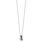 White Night Sterling Silver Rhodium-plated Black and White Diamond Penguin 18 Inch Necklace with 2 Inch Extender