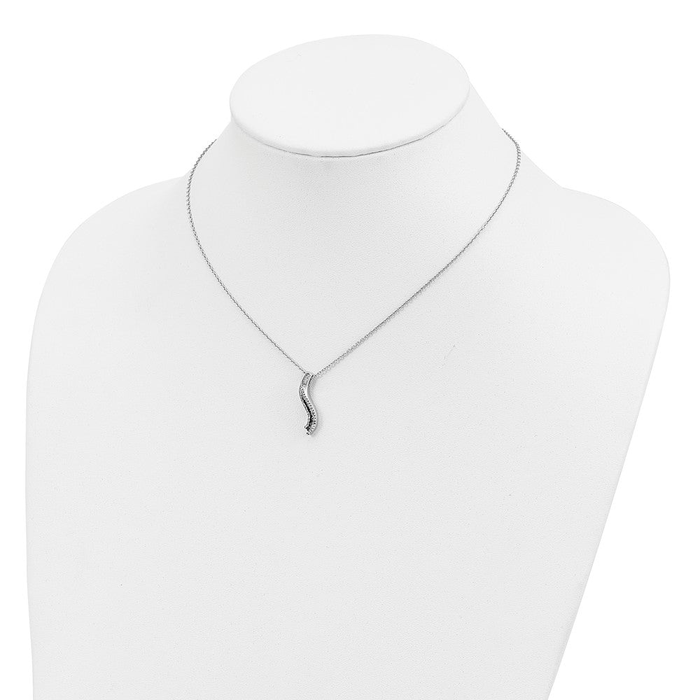 White Night Sterling Silver Rhodium-plated Black and White Diamond 18 Inch Necklace with 2 Inch Extender