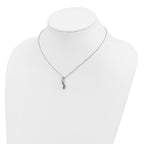 White Night Sterling Silver Rhodium-plated Black and White Diamond 18 Inch Necklace with 2 Inch Extender