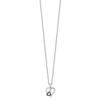 White Night Sterling Silver Rhodium-plated Black and White Diamond Double Heart 18 Inch Necklace with 2 Inch Extender