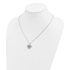 White Night Sterling Silver Rhodium-plated Black and White Diamond Triple Heart 18 Inch Necklace with 2 Inch Extender