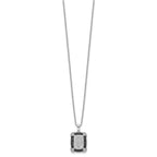 White Night Sterling Silver Rhodium-plated Black and White Diamond 18 Inch Necklace with 2 Inch Extender