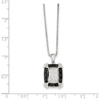 White Night Sterling Silver Rhodium-plated Black and White Diamond 18 Inch Necklace with 2 Inch Extender
